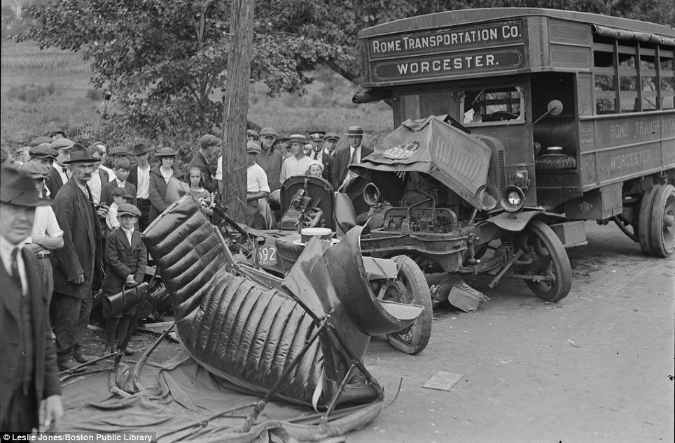 MA Boston Photo Accident US Mail Truck Crashed Into Tree 1920s 